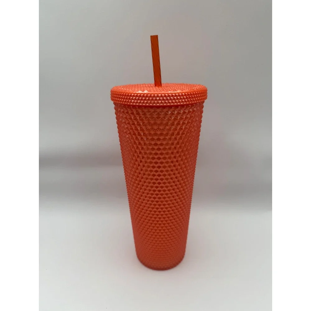 Starbucks‎ Iridescent Studded Tumbler 24oz Orange Venti Cold Cup Grid Bling